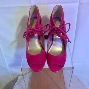 Elegant Fuchsia Lace-Up Heels